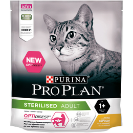 Pro Plan Adult Sterilised OptiDigest для стерилизованных кошек с чувствительным пищеварением, курица, 400&nbsp;г