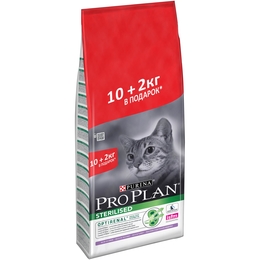 Pro Plan Adult Sterilised OptiRenal для стерилизованных кошек, здоровье почек, индейка, 10&nbsp;кг + 2&nbsp;кг