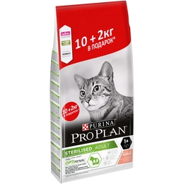 Pro Plan Adult Sterilised OptiRenal для стерилизованных кошек, здоровье почек, лосось, 10 кг + 2 кг