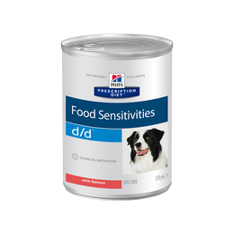 Hill`s PD d/d Food Sensitivities для взрослых собак при пищевой непереносимости и аллергии, зуде, наружном отите, лосось, консервы 370&nbsp;г