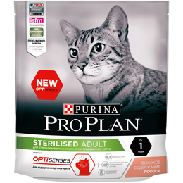 Pro Plan Adult Sterilised OptiSenses для стерилизованных кошек, для поддержания органов чувств, лосось, 400&nbsp;г