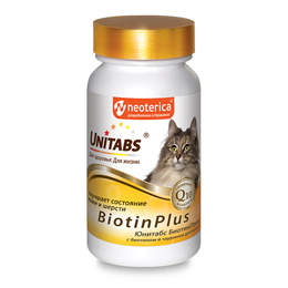 Витамины BiotinPlus для кожи и шерсти кошек с биотином и таурином, 120 таблеток
