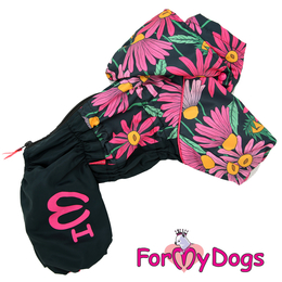 For My Dogs дождевик «Цветы» для собак-девочек черно-розовый (20)
