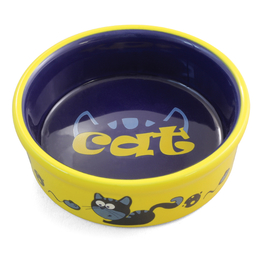Миска «Кэт» керамическая для кошек, 250 мл, желто-синяя