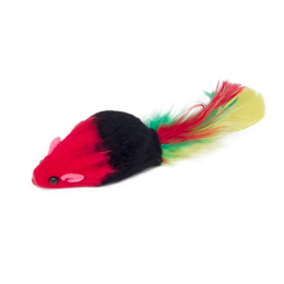 Триол Мышь-погремушка с перьями разноцветная, игрушка для кошек, 4,5-5 см, 1 шт.