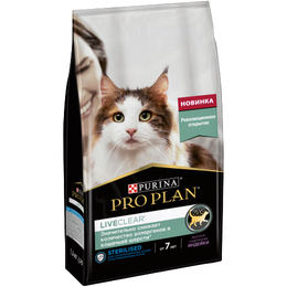 Pro Plan LiveСlear Sterilised 7+ для стерилизованных кошек от 7лет,+снижает количество аллергенов в кошачьей шерсти, индейка, 1.4&nbsp;кг