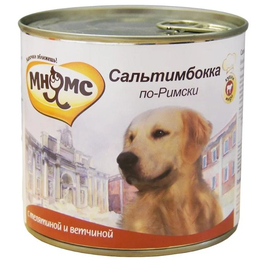 Мнямс для привередливых собак, для поддержания иммунитета, Сальтимбокка по-Римски (телятина/ветчина), консервы 600 г