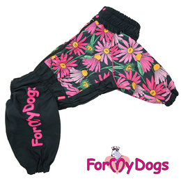 Дождевик Цветы для собак-девочек черно-розовый (С2)