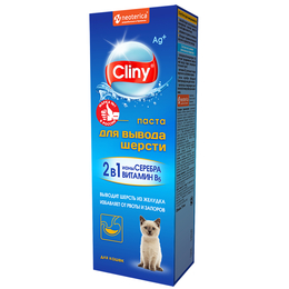 Cliny, паста для вывода шерсти, солод/ионы серебра/витамин B5, 75 мл