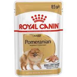 Royal Canin Pomeranian Adult для взрослых померанских шпицев с 8 месяцев, здоровье костей и суставов, мясо, пауч 85 г