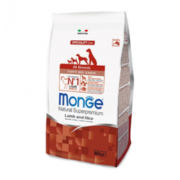 Monge Dog Speciality Puppy&amp;Junior для щенков всех пород, беременных и кормящих собак, здоровье суставов и кожи, ягненок/рис, 800&nbsp;г