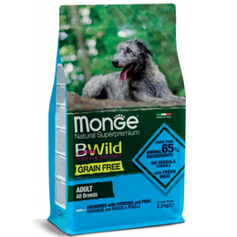 Monge Dog Grain free Adult all breeds беззерновой для взрослых собак всех пород, анчоус/картофель/горох, 2,5 кг