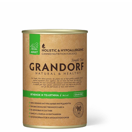 Grandorf Grain Free Adult беззерновой для собак с чувствительным пищеварением, ягненок/телятина, консервы 400&nbsp;г