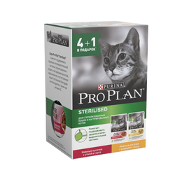 Pro Plan Sterilised NutriSavour для стерилизованных кошек, курица + утка, пауч 4+1, 85 г