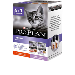 Pro Plan Kitten NutriSavour для котят в период роста, для зрения и развития мозга, индейка + говядина, пауч 4+1, 85 г