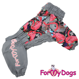 For My Dogs дождевик «Фламинго» серо-розовый для собак-девочек (А3)