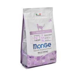 Monge Cat Sterilised для стерилизованных кошек, здоровье почек + контроль веса, курица, 400 г