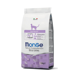 Monge Cat Sterilised для стерилизованных кошек, здоровье почек + контроль веса, курица, 1,5 кг
