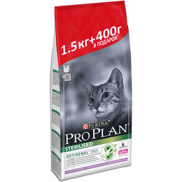 Pro Plan Adult Sterilised OptiRenal для стерилизованных кошек, здоровье почек, индейка, 1,5&nbsp;кг + 400&nbsp;г