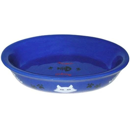 Миска керамическая овальная для кошек, 150х100х350 мм, 150 мл, синяя