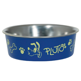 Миска «Pluto» металлическая на резинке для кошек, 750&nbsp;мл, синяя