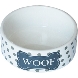 Миска «Woof» керамическая для кошек, грызунов и собак мелких пород, 125х50 мм, 250 мл, бело-черная