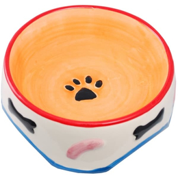 Миска керамическая фигурная для собак, 150х62,5&nbsp;мм, 270&nbsp;мл, роспись лапки, косточки