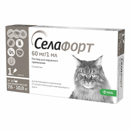 KRKA Селафорт от блох и клещей 60&nbsp;мг для кошек весом 7,6–10&nbsp;кг, 1&nbsp;мл