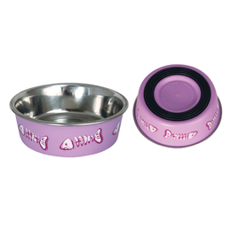Миска «Рыбка» металлическая на резинке для кошек и собак мелких пород, 150&nbsp;мл, фиолетовая