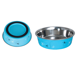 Миска «Стрекоза» металлическая на резинке для кошек и собак мелких пород, 450&nbsp;мл, голубая