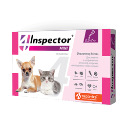 Инспектор Мини капли от внешних и внутренних паразитов для кошек и собак весом 0,5–2&nbsp;кг, 1&nbsp;пипетка