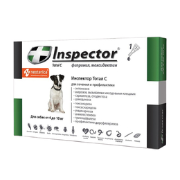 Инспектор капли от внешних и внутренних паразитов для собак весом 4–10&nbsp;кг, 1&nbsp;пипетка