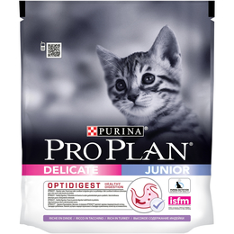 Pro Plan Delicate Junior OptiDigest для котят с чувствительным пищеварением, индейка, 400&nbsp;г + влажный 2x85&nbsp;г