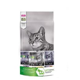 Pro Plan Adult Sterilised OptiRenal для стерилизованных кошек, здоровье почек, индейка, 1,5 кг + влажный 3x85 г