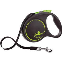 Flexi Black Design L Рулетка-поводок для собак весом до 50&nbsp;кг, черный/зеленый, 5&nbsp;м