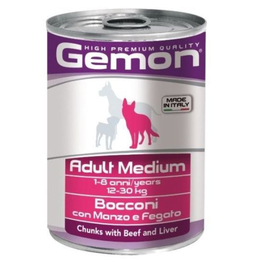 Gemon Dog Medium консервы для собак для средних пород кусочки говядины с печенью 415г
