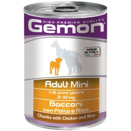 Gemon Dog Mini консервы для собак мелких пород кусочки курицы с рисом, 415г