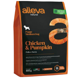 Alleva Natural Medium для щенков средних пород, с курицей и тыквой, 0,8&nbsp;кг