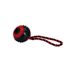 Beezteez Мячик шипованный на веревке черно-красный, 9см