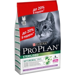 Pro Plan Adult Sterilised OptiRenal для стерилизованных кошек, здоровье почек, индейка, 2,4&nbsp;кг + 600&nbsp;г