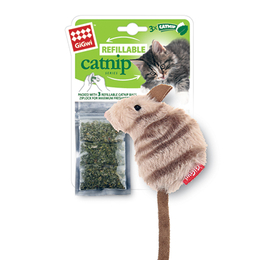 GiGwi Мышка с 3-мя сменными пакетиками кошачьей мяты, игрушка для кошек