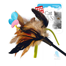 GiGwi Дразнилка с бабочками и перьями, игрушка для кошек