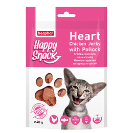 Beaphar Happy Snack Heart, нежные сердечки из курицы и трески для котят с 3 месяцев и взрослых, как поощрение/при дрессировке, 40 г