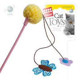 GiGwi Дразнилка с погремушкой, бабочкой и цветочком, игрушка для кошек