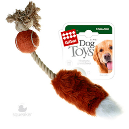 GiGwi Мячик с лисьим хвостом и пищалкой, игрушка для собак