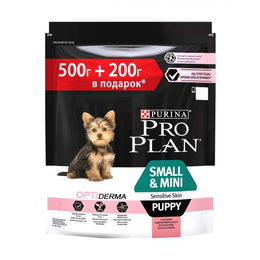 Pro Plan Small &amp; Mini Puppy sensitive skin для щенков мелких пород с чувствительной кожей, лосось/рис, 500&nbsp;г + 200&nbsp;г