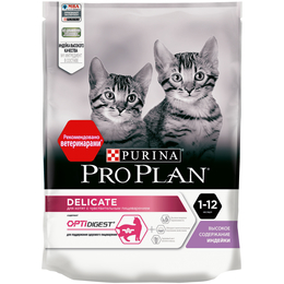 Pro Plan Delicate OptiDigest для котят с чувствительным пищеварением, индейка, 400 г + 85 г