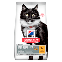 Hill`s SP Mature Adult 7+ Sterilised Cat для пожилых стерилизованных кошек с 7&nbsp;лет, здоровье кишечника + развитие мозга, курица, 3,5&nbsp;кг