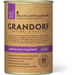 Grandorf Grain Free Adult беззерновой для собак с чувствительным пищеварением, кабан/индейка, консервы 400&nbsp;г