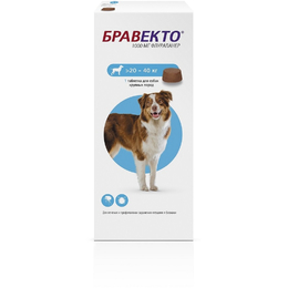 Бравекто таблетки для собак весом 20–40&nbsp;кг от блох и клещей, 1&nbsp;таблетка 1000&nbsp;мг